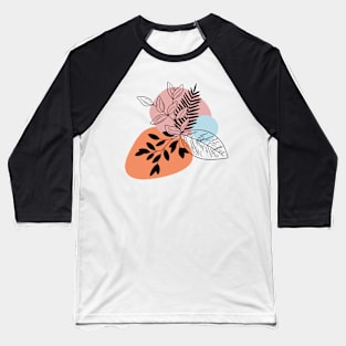 Minimal leaves line art Baseball T-Shirt